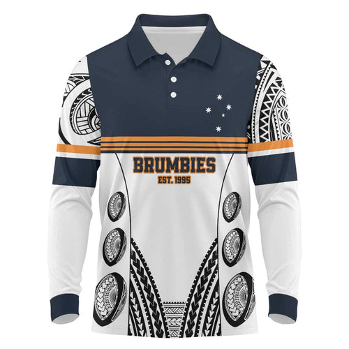 Australia Rugby Pacific Custom Long Sleeve Polo Shirt 2003 Brumby Vintage Old