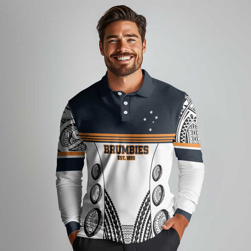 Australia Rugby Pacific Custom Long Sleeve Polo Shirt 2003 Brumby Vintage Old