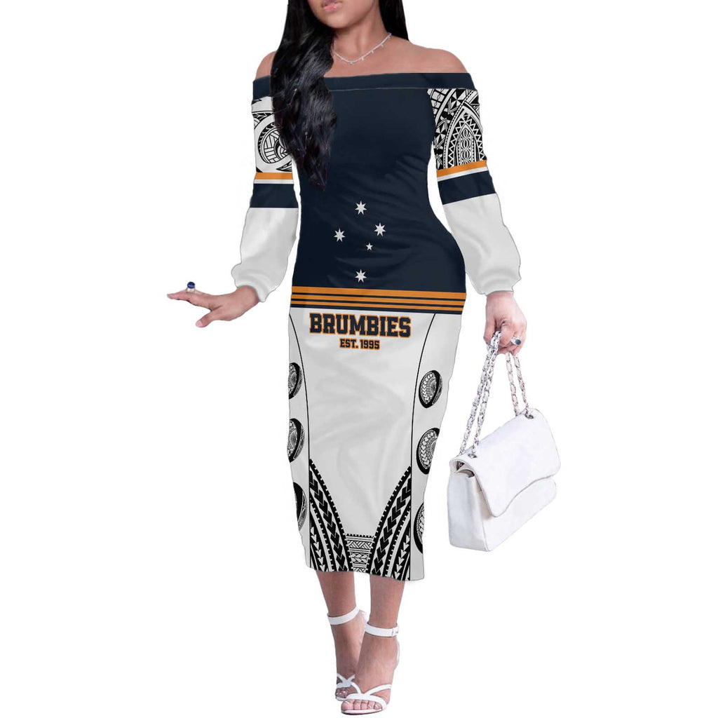 Australia Rugby Pacific Custom Off The Shoulder Long Sleeve Dress 2003 Brumby Vintage Old