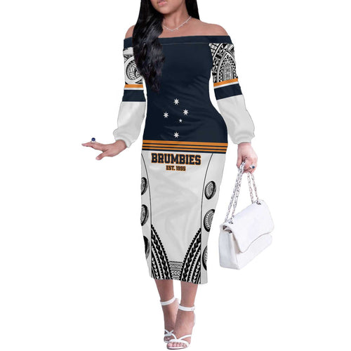 Australia Rugby Pacific Custom Off The Shoulder Long Sleeve Dress 2003 Brumby Vintage Old