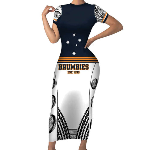 Australia Rugby Pacific Custom Short Sleeve Bodycon Dress 2003 Brumby Vintage Old