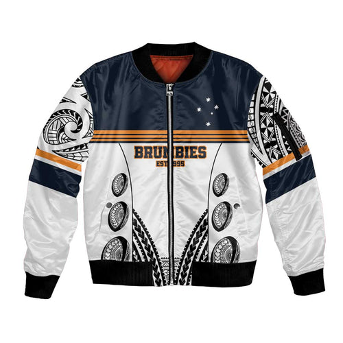Australia Rugby Pacific Custom Sleeve Zip Bomber Jacket 2003 Brumby Vintage Old