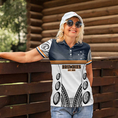 Australia Rugby Pacific Custom Women Polo Shirt 2003 Brumby Vintage Old