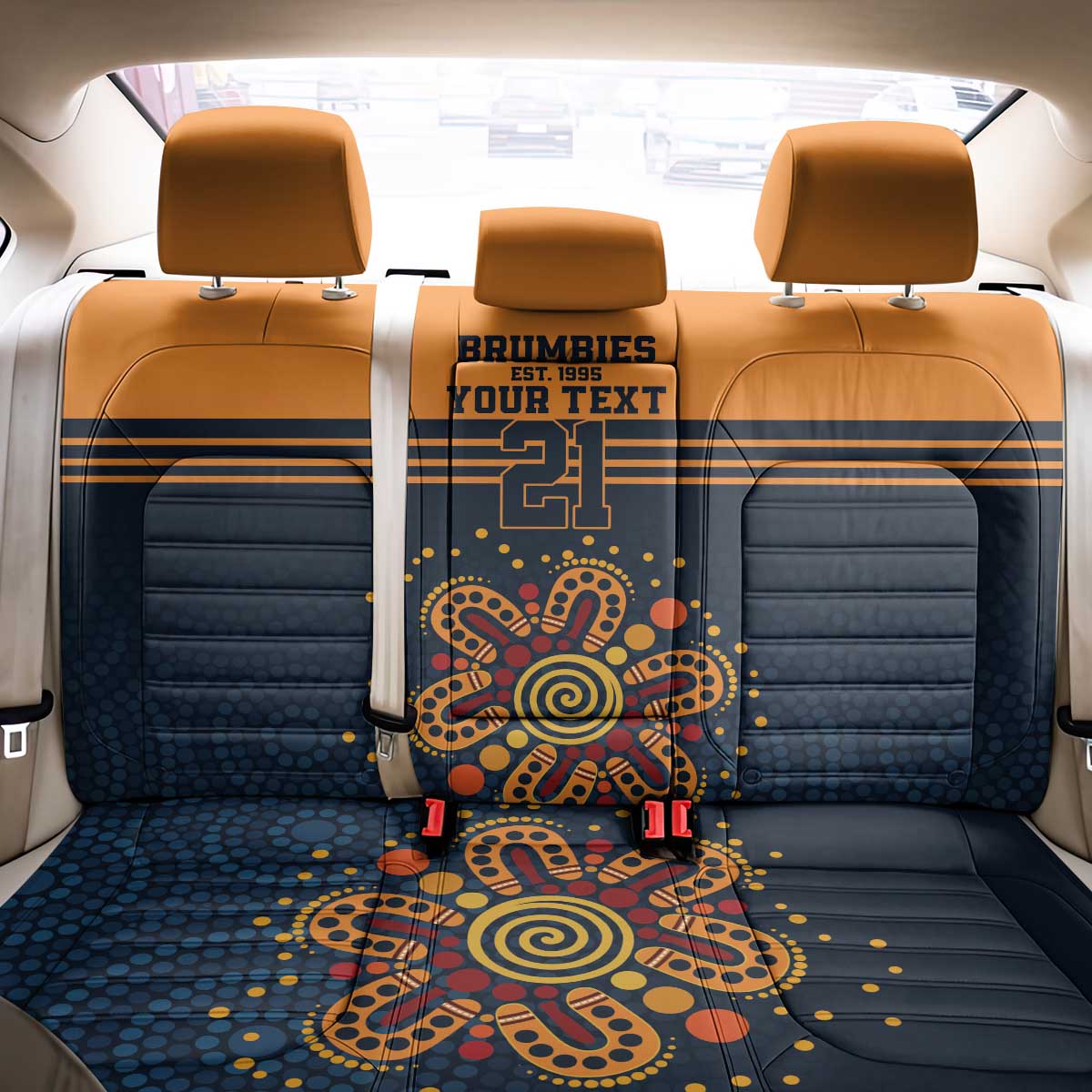 Australia Rugby Pacific Custom Back Car Seat Cover Super Brumby Aboriginal Dot Art