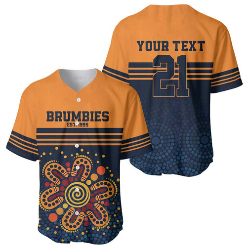 Australia Rugby Pacific Custom Baseball Jersey Super Brumby Aboriginal Dot Art