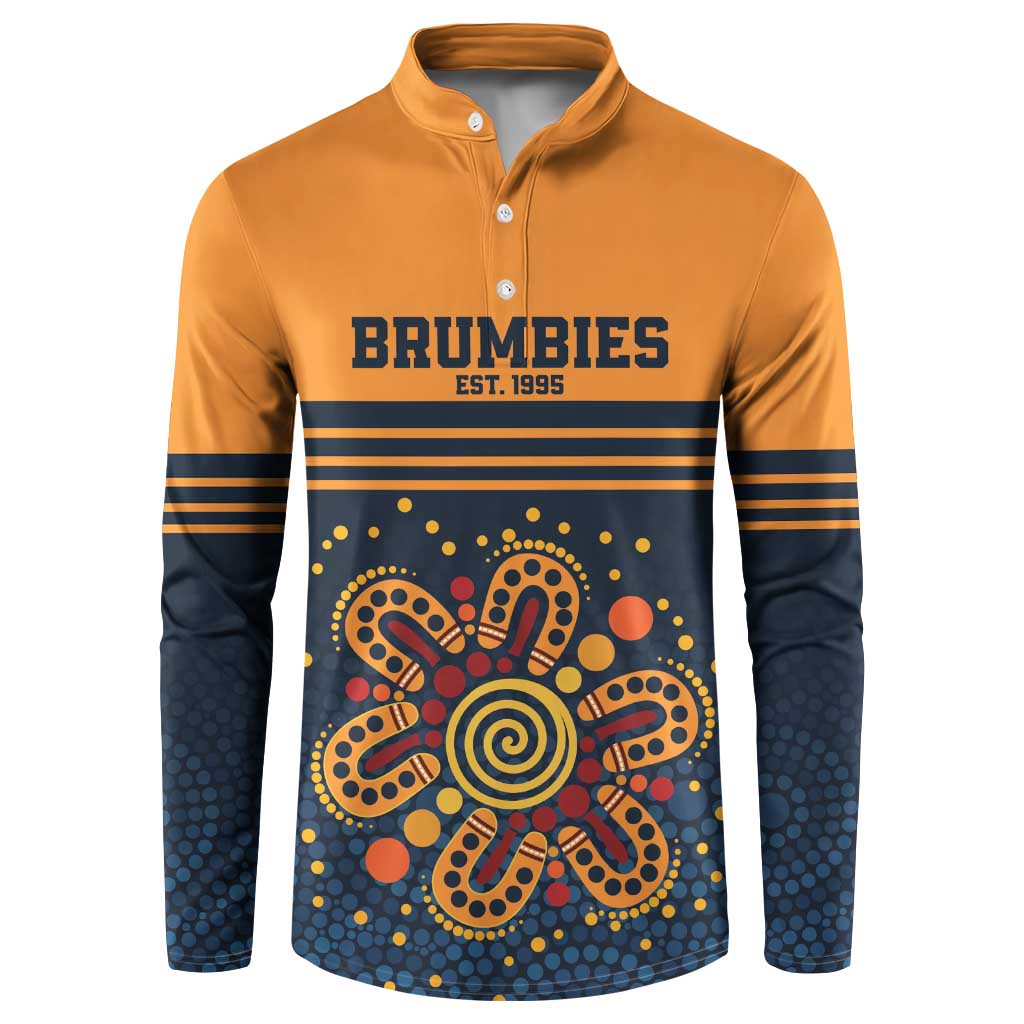Australia Rugby Pacific Custom Button Sweatshirt Super Brumby Aboriginal Dot Art