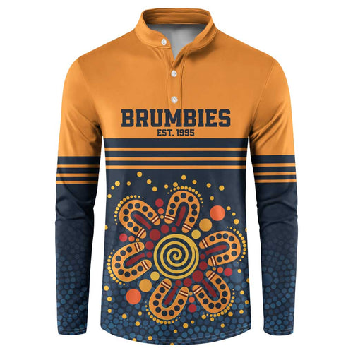 Australia Rugby Pacific Custom Button Sweatshirt Super Brumby Aboriginal Dot Art