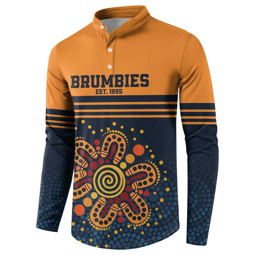 Australia Rugby Pacific Custom Button Sweatshirt Super Brumby Aboriginal Dot Art