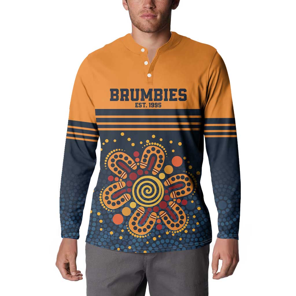 Australia Rugby Pacific Custom Button Sweatshirt Super Brumby Aboriginal Dot Art