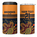 Australia Rugby Pacific Custom 4 in 1 Can Cooler Tumbler Super Brumby Aboriginal Dot Art
