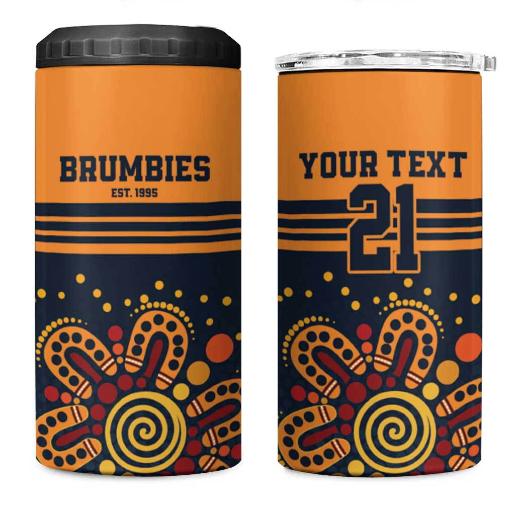 Australia Rugby Pacific Custom 4 in 1 Can Cooler Tumbler Super Brumby Aboriginal Dot Art