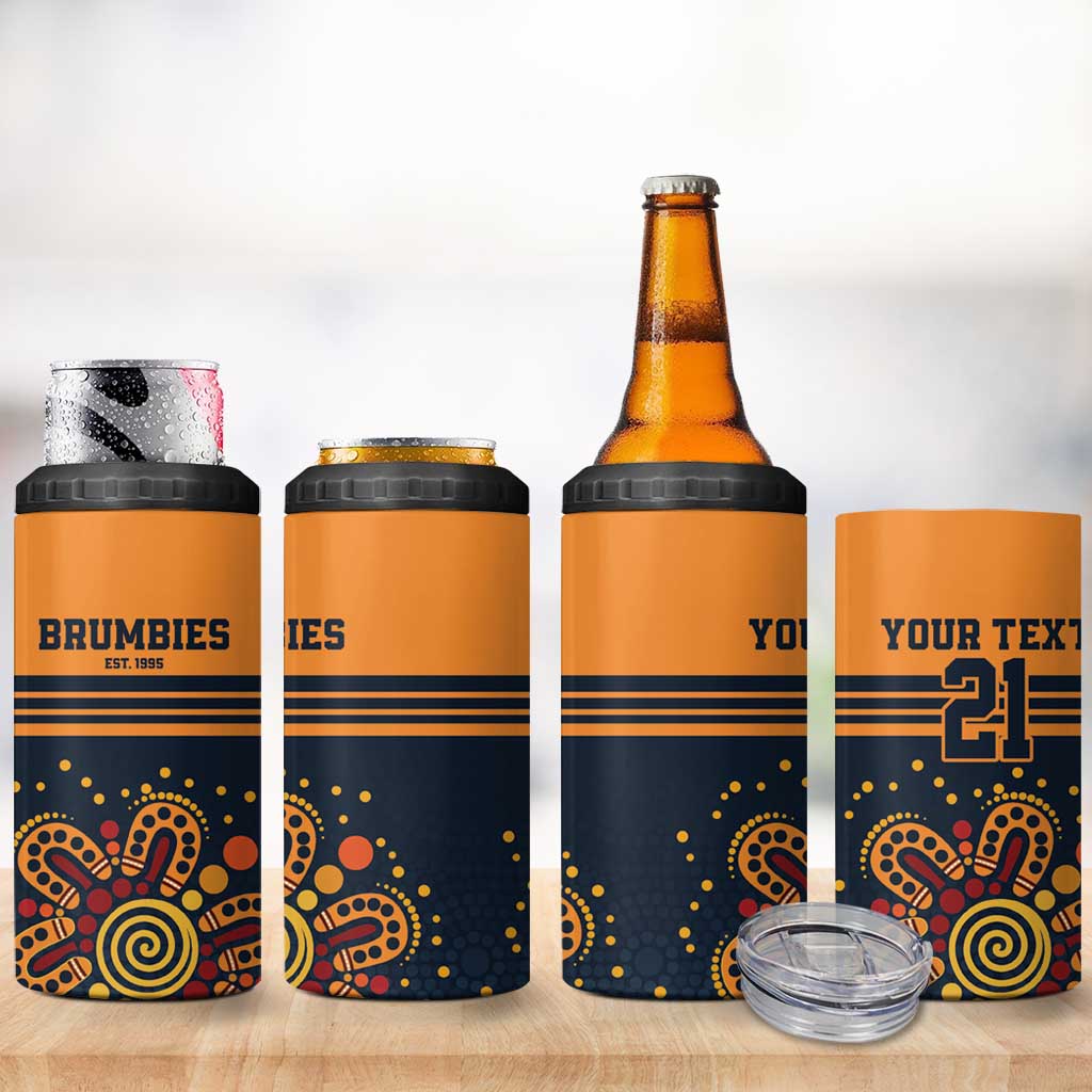 Australia Rugby Pacific Custom 4 in 1 Can Cooler Tumbler Super Brumby Aboriginal Dot Art