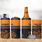 Australia Rugby Pacific Custom 4 in 1 Can Cooler Tumbler Super Brumby Aboriginal Dot Art