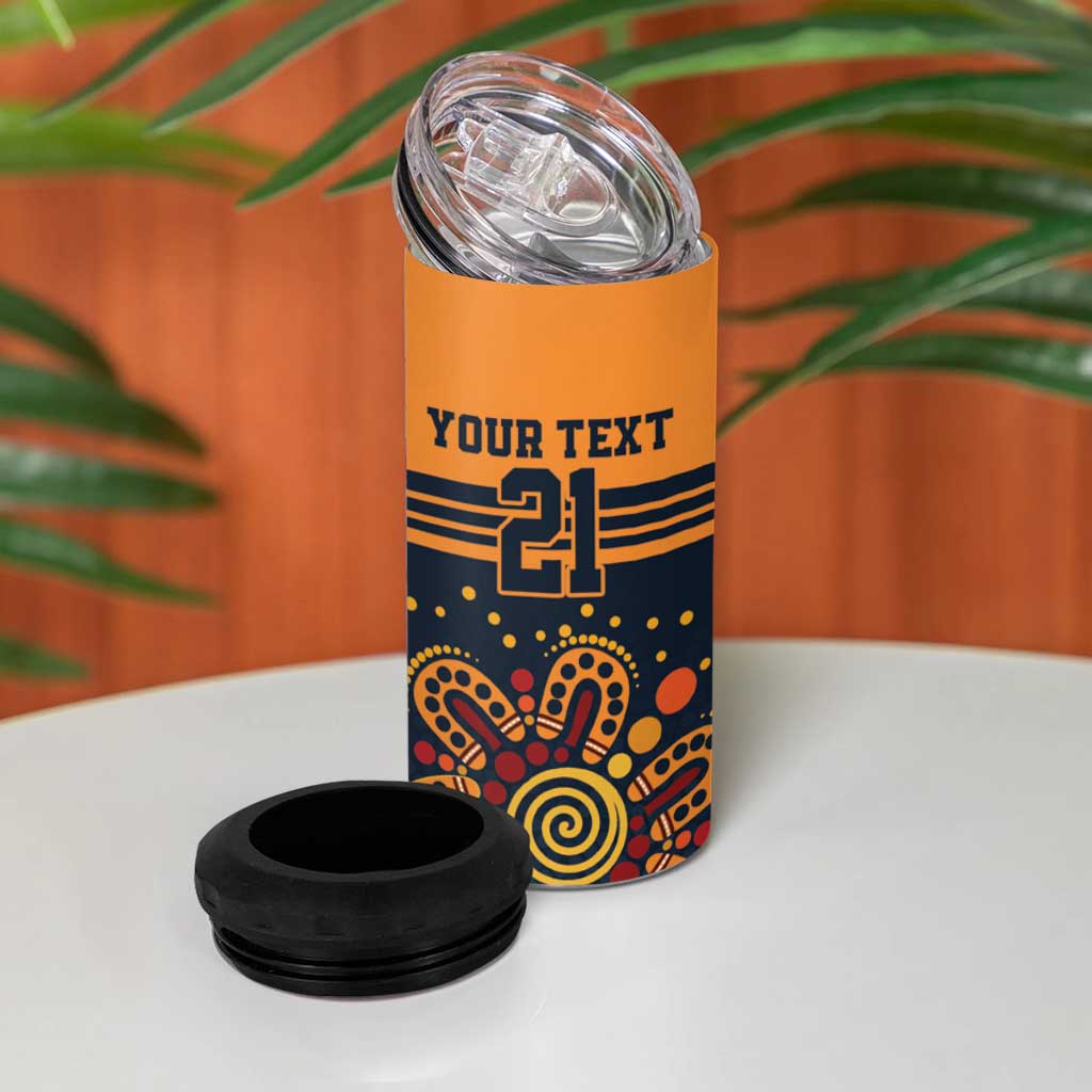 Australia Rugby Pacific Custom 4 in 1 Can Cooler Tumbler Super Brumby Aboriginal Dot Art