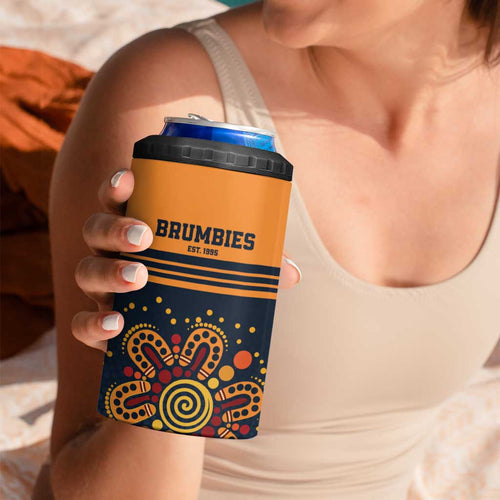 Australia Rugby Pacific Custom 4 in 1 Can Cooler Tumbler Super Brumby Aboriginal Dot Art