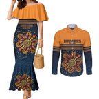 Australia Rugby Pacific Custom Couples Matching Mermaid Dress and Long Sleeve Button Shirt Super Brumby Aboriginal Dot Art