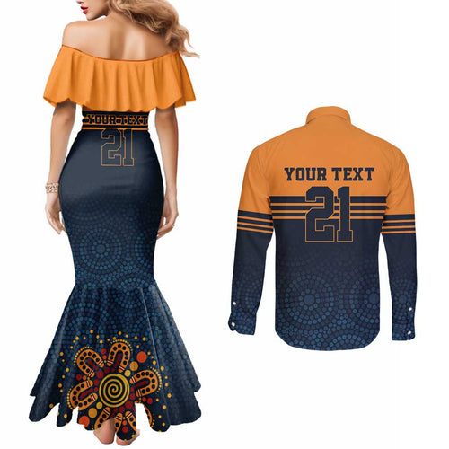 Australia Rugby Pacific Custom Couples Matching Mermaid Dress and Long Sleeve Button Shirt Super Brumby Aboriginal Dot Art