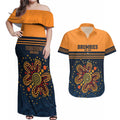 Australia Rugby Pacific Custom Couples Matching Off Shoulder Maxi Dress and Hawaiian Shirt Super Brumby Aboriginal Dot Art