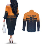 Australia Rugby Pacific Custom Couples Matching Off The Shoulder Long Sleeve Dress and Long Sleeve Button Shirt Super Brumby Aboriginal Dot Art