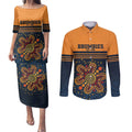 Australia Rugby Pacific Custom Couples Matching Puletasi and Long Sleeve Button Shirt Super Brumby Aboriginal Dot Art