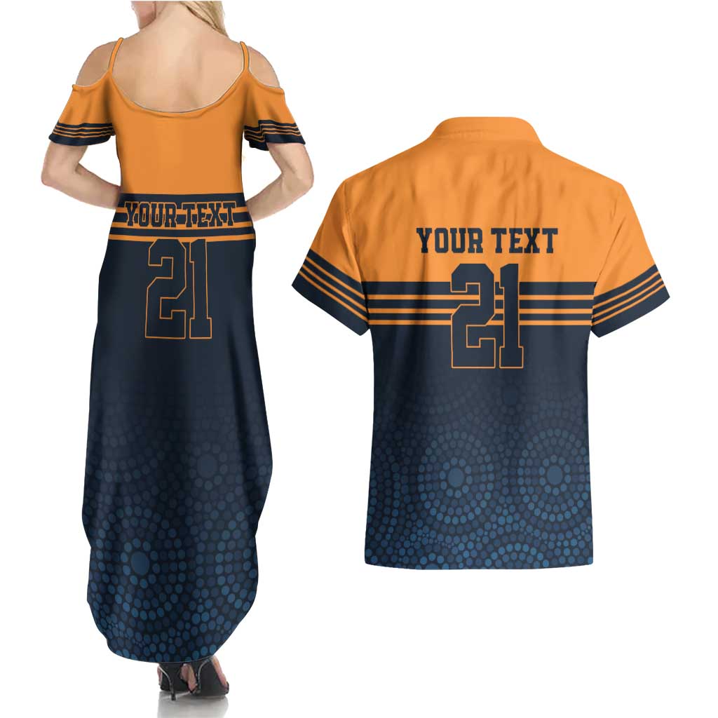 Australia Rugby Pacific Custom Couples Matching Summer Maxi Dress and Hawaiian Shirt Super Brumby Aboriginal Dot Art