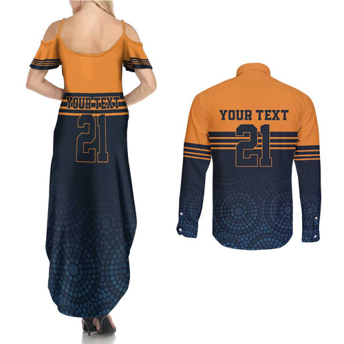 Australia Rugby Pacific Custom Couples Matching Summer Maxi Dress and Long Sleeve Button Shirt Super Brumby Aboriginal Dot Art
