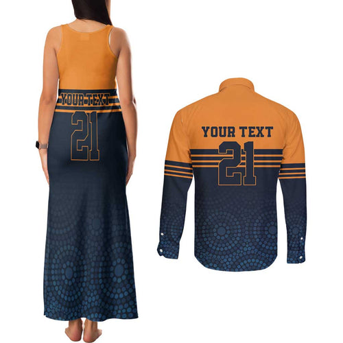Australia Rugby Pacific Custom Couples Matching Tank Maxi Dress and Long Sleeve Button Shirt Super Brumby Aboriginal Dot Art