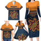 Australia Rugby Pacific Custom Family Matching Long Sleeve Bodycon Dress and Hawaiian Shirt Super Brumby Aboriginal Dot Art
