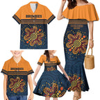 Australia Rugby Pacific Custom Family Matching Mermaid Dress and Hawaiian Shirt Super Brumby Aboriginal Dot Art