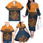 Australia Rugby Pacific Custom Family Matching Off The Shoulder Long Sleeve Dress and Hawaiian Shirt Super Brumby Aboriginal Dot Art