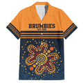 Australia Rugby Pacific Custom Family Matching Off The Shoulder Long Sleeve Dress and Hawaiian Shirt Super Brumby Aboriginal Dot Art