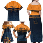 Australia Rugby Pacific Custom Family Matching Off Shoulder Maxi Dress and Hawaiian Shirt Super Brumby Aboriginal Dot Art