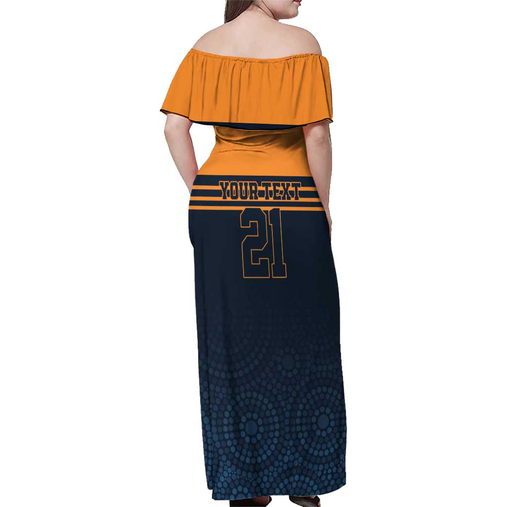 Australia Rugby Pacific Custom Family Matching Off Shoulder Maxi Dress and Hawaiian Shirt Super Brumby Aboriginal Dot Art