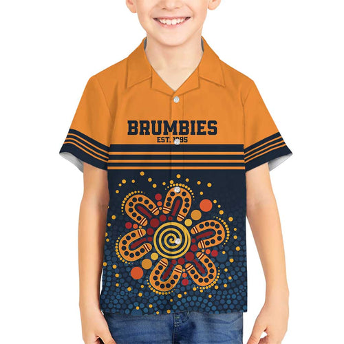Australia Rugby Pacific Custom Family Matching Off Shoulder Maxi Dress and Hawaiian Shirt Super Brumby Aboriginal Dot Art