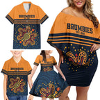 Australia Rugby Pacific Custom Family Matching Off Shoulder Short Dress and Hawaiian Shirt Super Brumby Aboriginal Dot Art