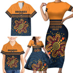 Australia Rugby Pacific Custom Family Matching Short Sleeve Bodycon Dress and Hawaiian Shirt Super Brumby Aboriginal Dot Art