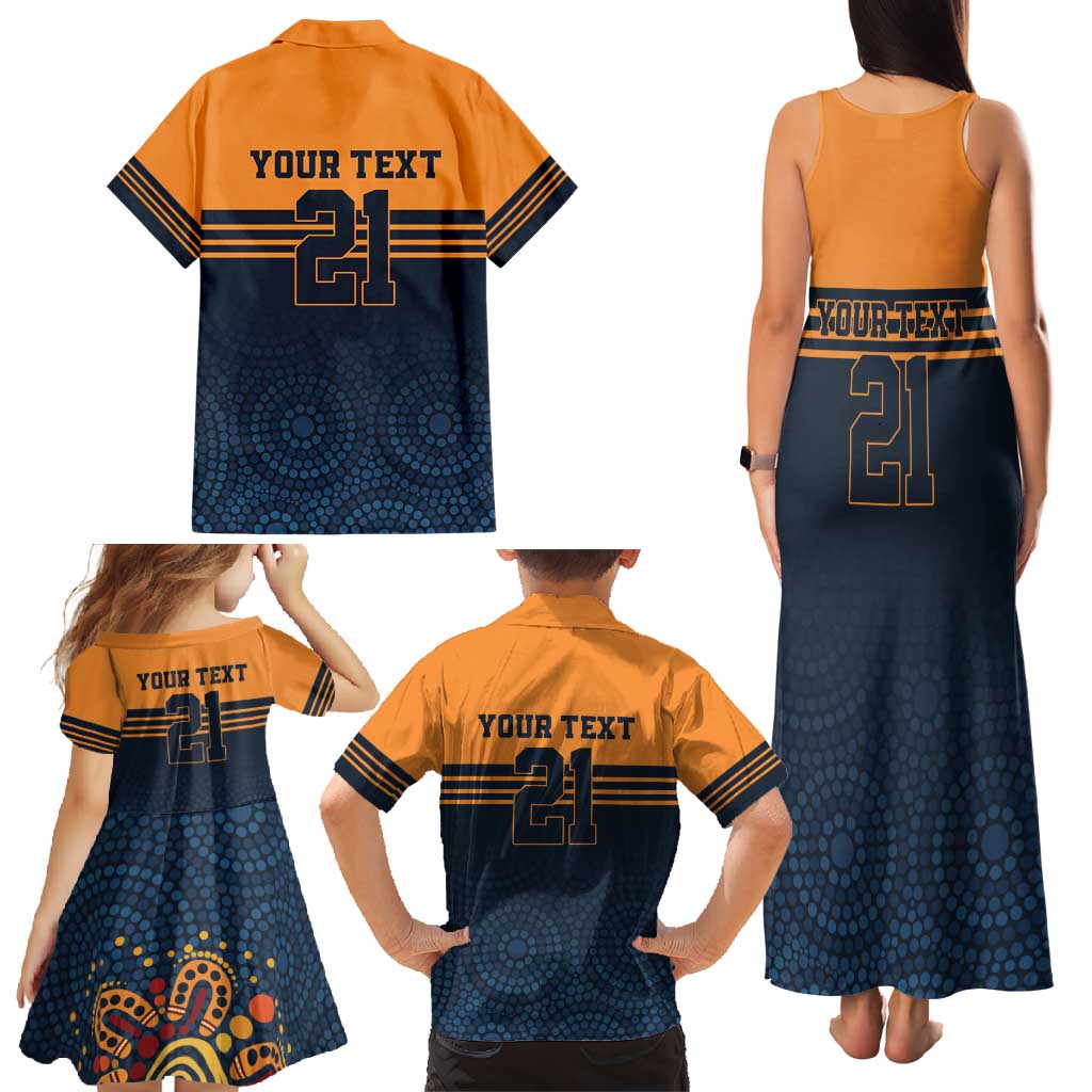 Australia Rugby Pacific Custom Family Matching Tank Maxi Dress and Hawaiian Shirt Super Brumby Aboriginal Dot Art