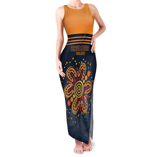 Australia Rugby Pacific Custom Family Matching Tank Maxi Dress and Hawaiian Shirt Super Brumby Aboriginal Dot Art