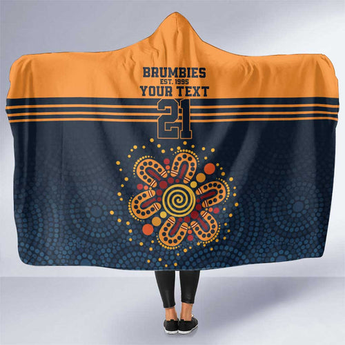 Australia Rugby Pacific Custom Hooded Blanket Super Brumby Aboriginal Dot Art