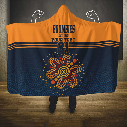 Australia Rugby Pacific Custom Hooded Blanket Super Brumby Aboriginal Dot Art