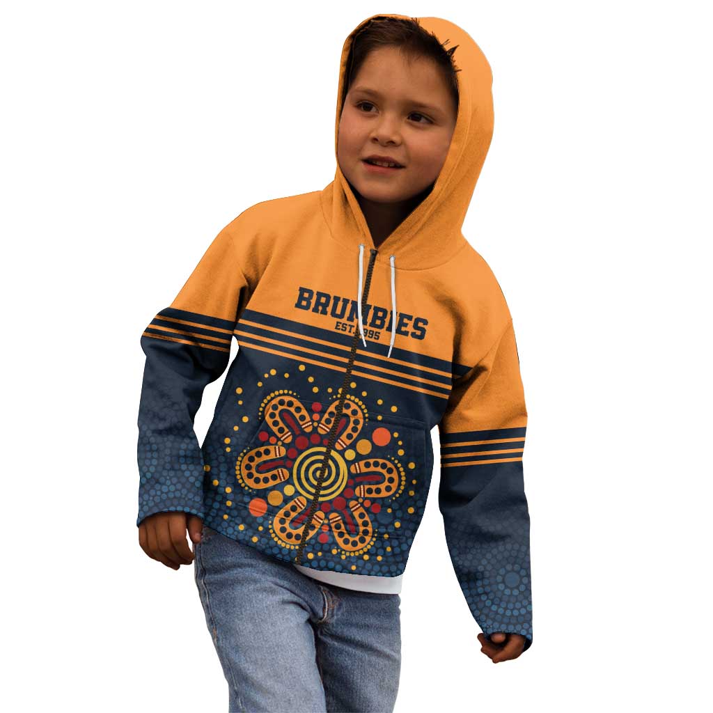 Australia Rugby Pacific Custom Kid Hoodie Super Brumby Aboriginal Dot Art