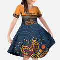 Australia Rugby Pacific Custom Kid Short Sleeve Dress Super Brumby Aboriginal Dot Art