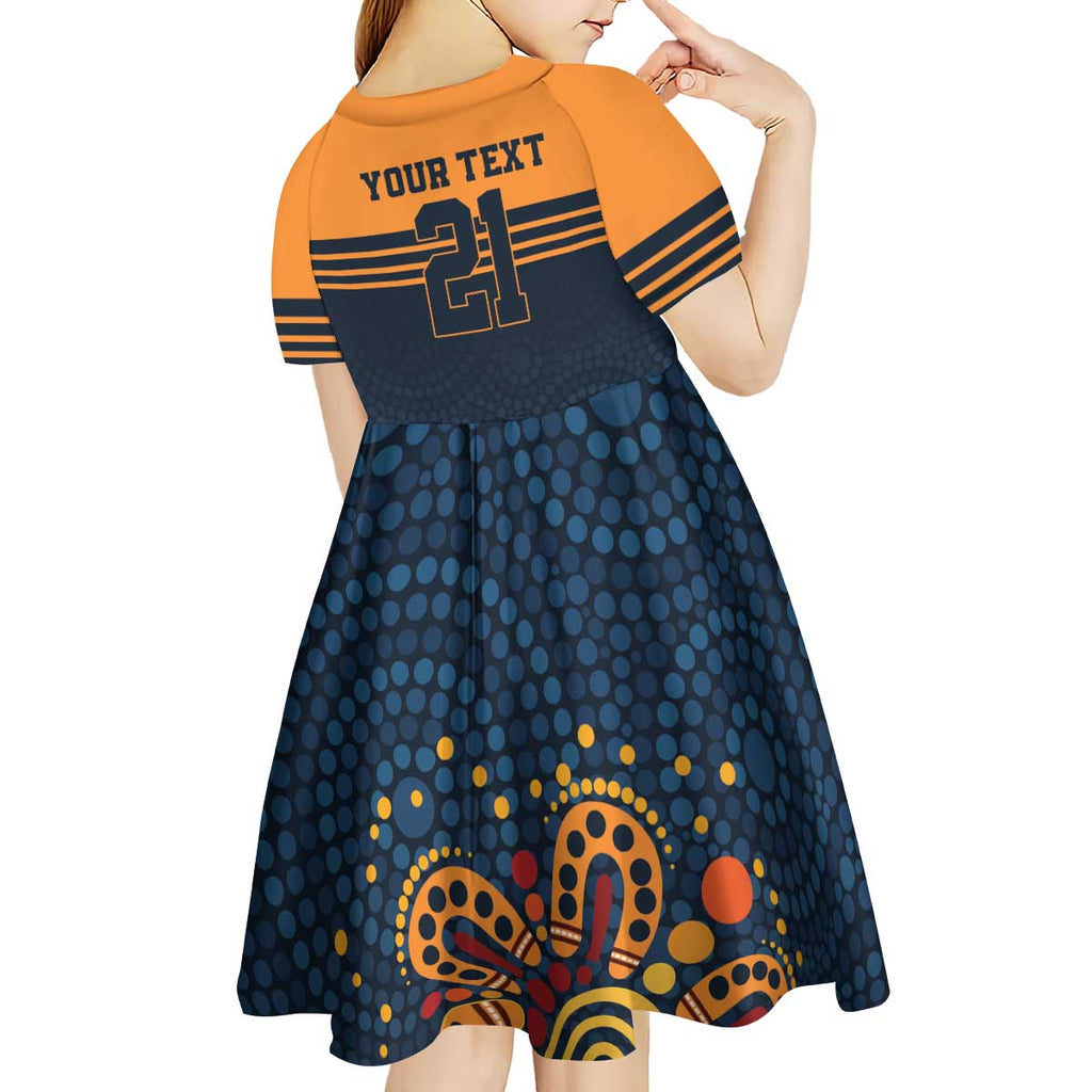 Australia Rugby Pacific Custom Kid Short Sleeve Dress Super Brumby Aboriginal Dot Art