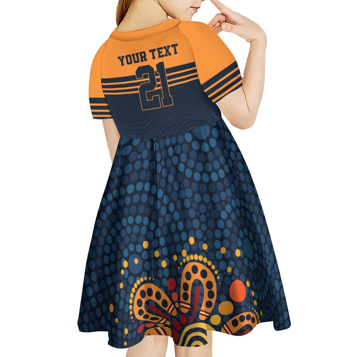Australia Rugby Pacific Custom Kid Short Sleeve Dress Super Brumby Aboriginal Dot Art