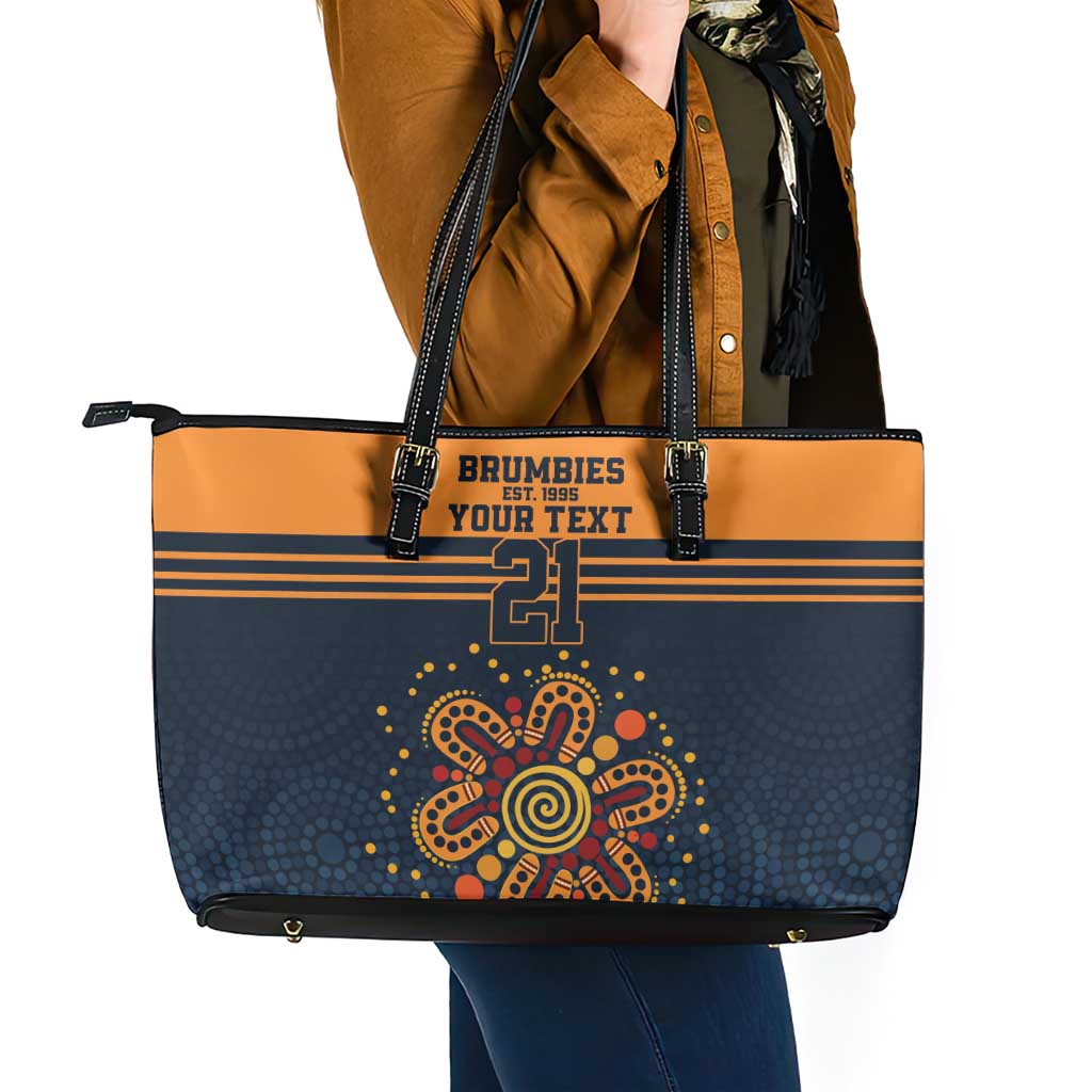 Australia Rugby Pacific Custom Leather Tote Bag Super Brumby Aboriginal Dot Art