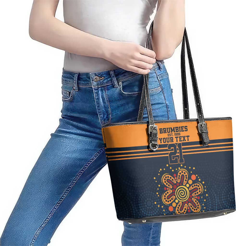 Australia Rugby Pacific Custom Leather Tote Bag Super Brumby Aboriginal Dot Art