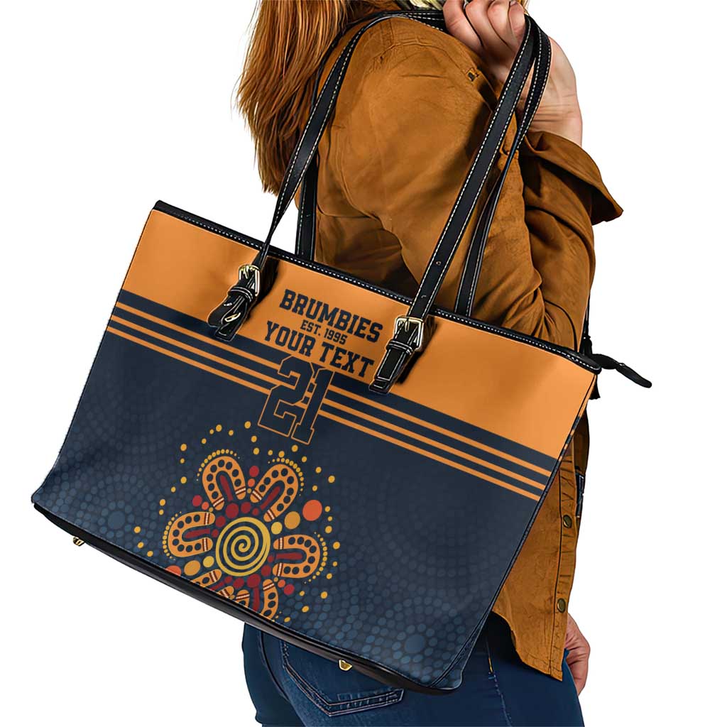Australia Rugby Pacific Custom Leather Tote Bag Super Brumby Aboriginal Dot Art