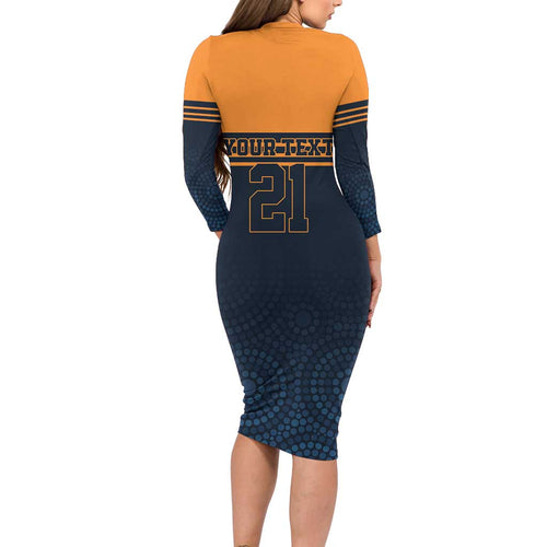 Australia Rugby Pacific Custom Long Sleeve Bodycon Dress Super Brumby Aboriginal Dot Art