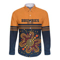 Australia Rugby Pacific Custom Long Sleeve Button Shirt Super Brumby Aboriginal Dot Art