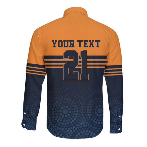 Australia Rugby Pacific Custom Long Sleeve Button Shirt Super Brumby Aboriginal Dot Art